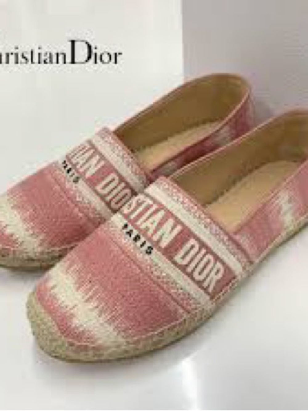 Dior Pink Canvas Logo Espadrilles size 8